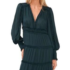 Green Chelsea & Violet A-line satin midi dress